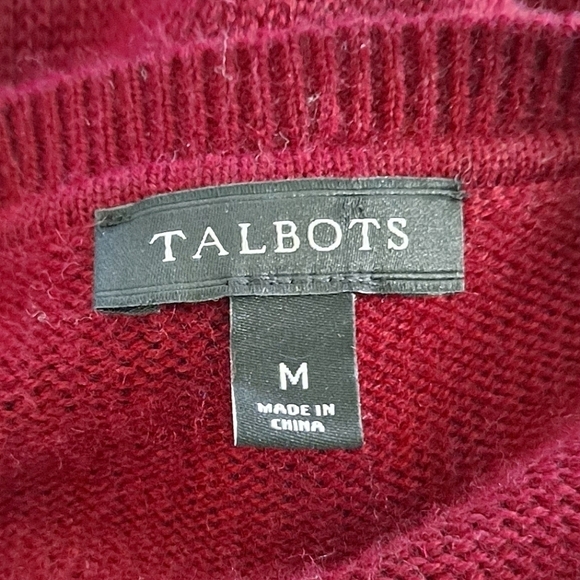 Talbots Pink Lambswool Womens Fair isle knit Crew Neck Beaded crystal sweater M - Picture 15 of 16